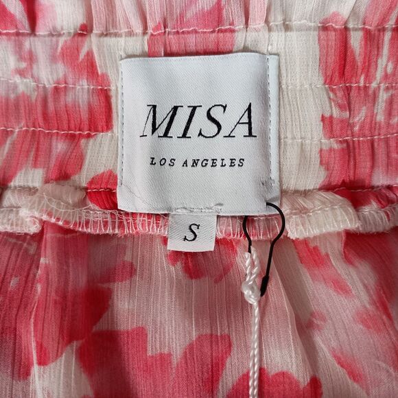 Misa Los Angeles Marion Skirt Short Floral Ruffles Pink Ivory Womens Small - Picture 3 of 6